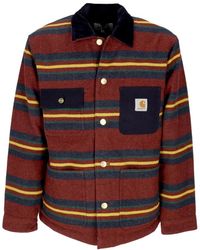 Carhartt - Oregon Jacket Starco Gestreepte/Bordeauxrode Werkkledingjas Voor - Lyst