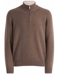 Gran Sasso - Hoodies & Sweatvesten ,Bruin ,Wol Lupo Half-Zip Sweater - Lyst