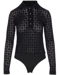 Pinko - Open Knit Lace Panel Long-Sleeve Bodysuit - Lyst