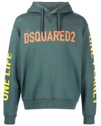 DSquared² - Hoodies & Sweatvesten ,Blauw ,Katoen Blauwe Katoenen Hoodie Sweater - Lyst