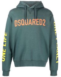 DSquared² - Hoodies & Sweatvesten ,Blauw ,Katoen Blauwe Katoenen Hoodie Sweater - Lyst