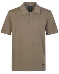 A.P.C. - Tops ,Bruin ,Katoen Polo Shirt Met Korte Mouwen - Lyst