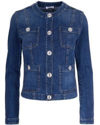 Liu Jo - Jassen ,Blauw ,Denim Denim Jas Met Logo Knopen - Lyst