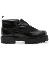 Givenchy - Schoenen ,Zwart ,Leer Zwarte Leren Enkellaarzen Met 4G Motief - Lyst