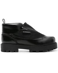 Givenchy - Schoenen ,Zwart ,Leer Zwarte Leren Enkellaarzen Met 4G Motief - Lyst