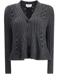 McQueen - Peplum Cable Cardigan - Lyst