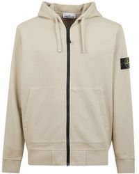 Stone Island - Kapuzen-Sweatshirt Mit Reißverschluss Und Logo-Badge - Lyst