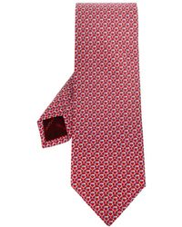 Ferragamo - Accessoires ,Rood ,Leer 5 Chapeau Zijden Stropdas - Lyst