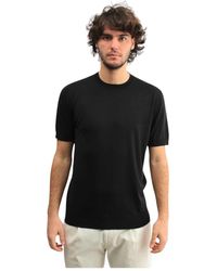 Paolo Pecora - Manica corta seta cotone nero t-shirt - Lyst
