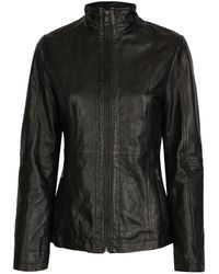 Bugatti - Jassen ,Zwart ,Leer Elegante Leren Jas Met Opstaande Kraag - Lyst