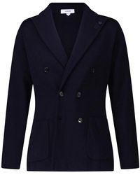 Lardini - Jassen ,Blauw ,Wol Dubbelrijige Gebreide Blazer - Lyst