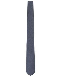 Canali - Accessoires ,Blauw ,Denim Zijden Stropdas - Lyst