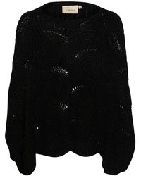 Cream - Zwart Gebreide Poncho Crmistletoe Stijl - Lyst