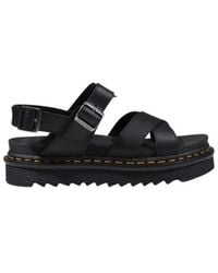 Dr. Martens - Black Leather Flat Sandals - Lyst