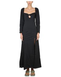 STAUD - Kleedjes ,Zwart ,Katoen Josephine Lange Jurk - Lyst