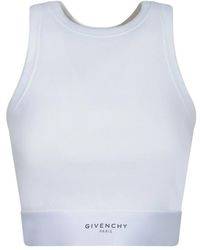 Givenchy - Fitness ,Wit ,Katoen Cropped Tank Top Met Logoband - Lyst