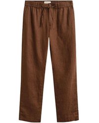 GANT - Broeken ,Bruin ,Linnen Linnen Rechte Broek - Lyst