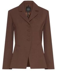 Marella - Jassen ,Bruin ,Leer Blazer Met Knoopsluiting - Lyst