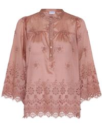 iN FRONT - Overhemden ,Roze ,Katoen Roze Blouse Met Kant Details - Lyst
