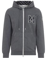 Moncler - Hoodies & Sweatvesten ,Grijs ,Katoen Zip-Up Sweatshirt - Lyst