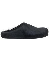 Marni - Schoenen ,Zwart ,Leer Kalfsleren Fussbett Sabot Muiltjes - Lyst