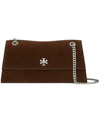 Tory Burch - Braune Wildleder-Schultertasche Mit Kette - Lyst