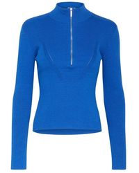 Gestuz - Sportlicher blauer pullover mit reißverschlussdetail - Lyst