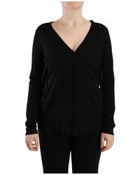 Dolce & Gabbana - Black wool v-neck long sleeves pullover top - Lyst
