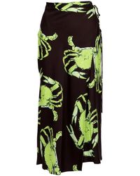 MSGM - Rokken ,Veelkleurig ,Satijn Satin King Crab Print Omslagrok - Lyst