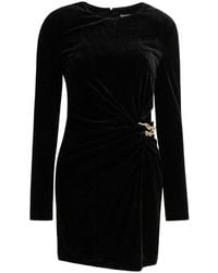Self-Portrait - Zwarte Fluweel Sheath Jurk Met Strass Kettingen - Lyst