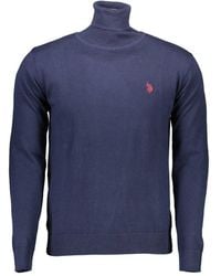 U.S. POLO ASSN. - Blauer pullover mit langen ärmeln und hohem kragen - Lyst