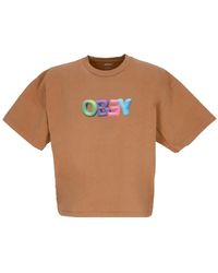 Obey - Bruine Suiker Custom Crop Tee - Lyst