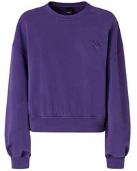 Pinko - Hoodies & Sweatvesten ,Paars ,Katoen Paarse Love Birds Sweater - Lyst