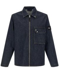 Stone Island - Zip Denim Overshirt - Lyst