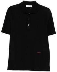 Lanvin - Zwarte Katoenen Poloshirt Geborduurd Logo - Lyst