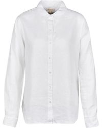 Barbour - Camisa de lino blanca para mujeres - Lyst