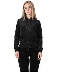 Juicy Couture - Hoodies & Sweatvesten ,Zwart ,Polyester Zwarte Dameshoodie Met Ritssluiting Aan De Voorkant - Lyst
