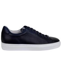 Doucal's - Minimal Black Leather Sneakers - Lyst