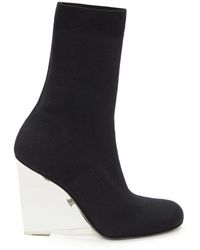 McQueen - Schwarze slip-on-stiefel mit glas und stretch - Lyst