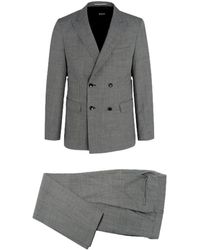 HUGO - Kostuums ,Grijs ,Wol Moderne Slim Fit Wol Double-Breasted Pak - Lyst