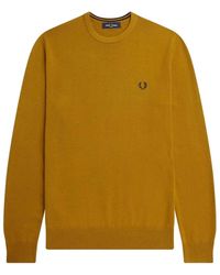 Fred Perry - Hoodies & Sweatvesten ,Bruin ,Katoen Klassieke Trui Met Ronde Hals - Lyst