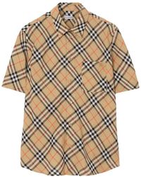 Burberry - Relaxed Fit Linnen Overhemd Met Ruit - Lyst