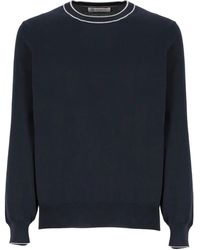 Brunello Cucinelli - Round-neck knitwear,blaue pullover für männer - Lyst