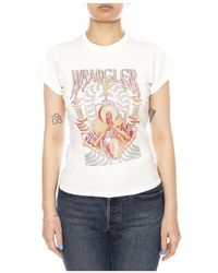 Wrangler - Tops ,Wit ,Katoen T-Shirts - Lyst