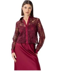 Kocca - Overhemden ,Rood ,Zachte Blouse Met Lange Mouwen En Kanten Effect - Lyst