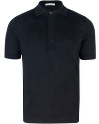 Paolo Pecora - Schwarzes Geripptes Polo-Shirt Seide Baumwolle - Lyst
