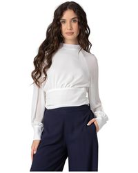 Kocca - Overhemden ,Wit ,Blouse Met Lange Mouwen En Ceintuur-Effect - Lyst
