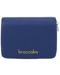 Braccialini - Accessoires ,Blauw ,Leer Kleine Leren Portemonnee - Lyst