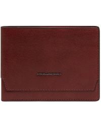Piquadro - Leren Portemonnee Met Muntvak - Lyst