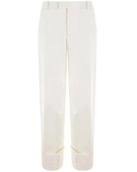 Bottega Veneta - Pantalones de pierna recta en grain de poudre color marfil - Lyst